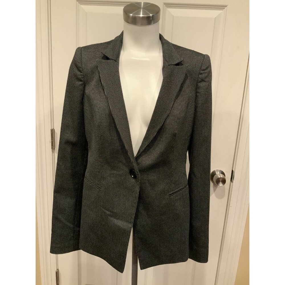 Armani Collezioni Gray & Black Micro Dot Blazer Jacket, Size 8 (US) 44 (IT)